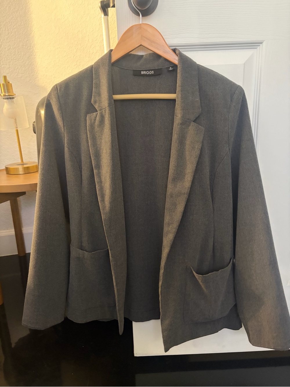 Briggs New York Women's Charcoal Open-Front Blazer